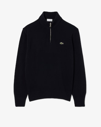 Men's Zip-Up High-Neck Wool Sweater 