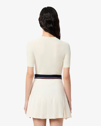 Women's Short Sleeve Merino Wool Rib Knit Sweater