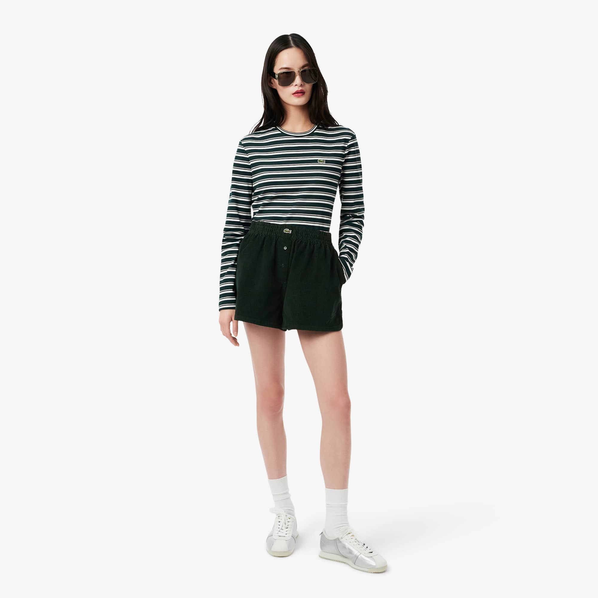 Lacoste Women's Relaxed Fit Corduroy Shorts - 42 In Green