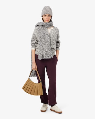 Mercerized Wool Blend Knit Scarf