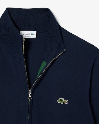 Men's Zip-Up High-Neck Cotton Sweater