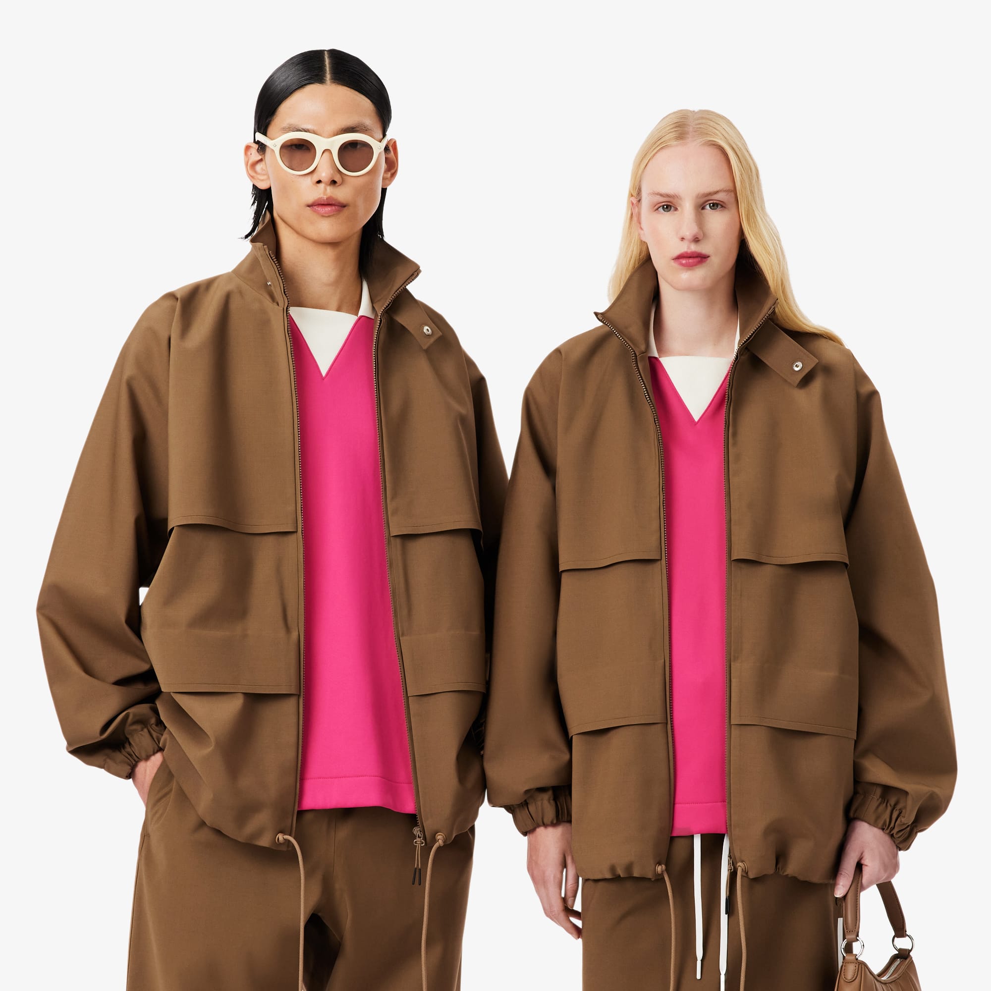 Lacoste Runway Wool Blend Track Jacket - M In Brown