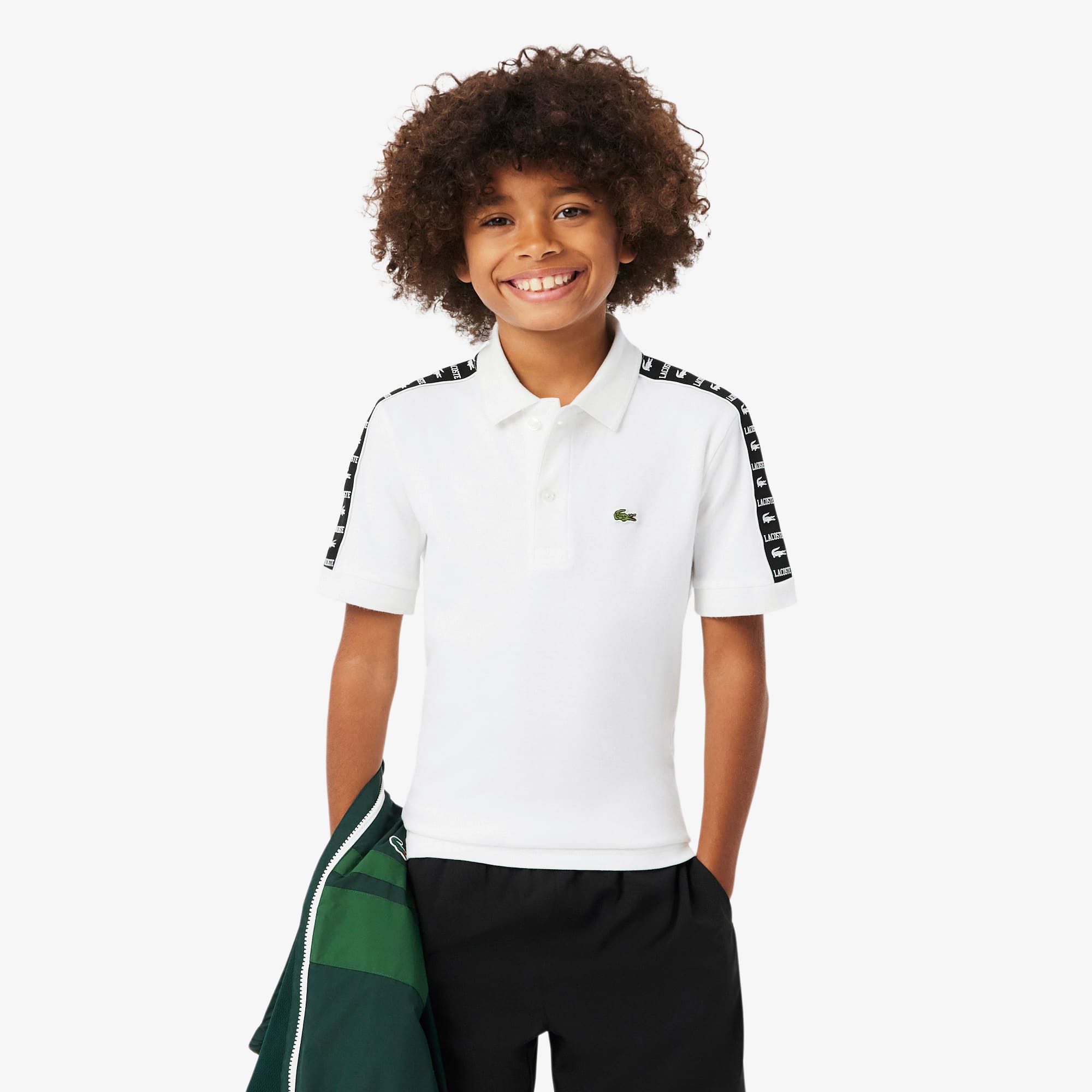 新品 26SS COMOLI COTTON PIQUE POLO SHIRTS Branded Stripe Cotton Pima Polo Shirt - Teens Polos - New In 2026