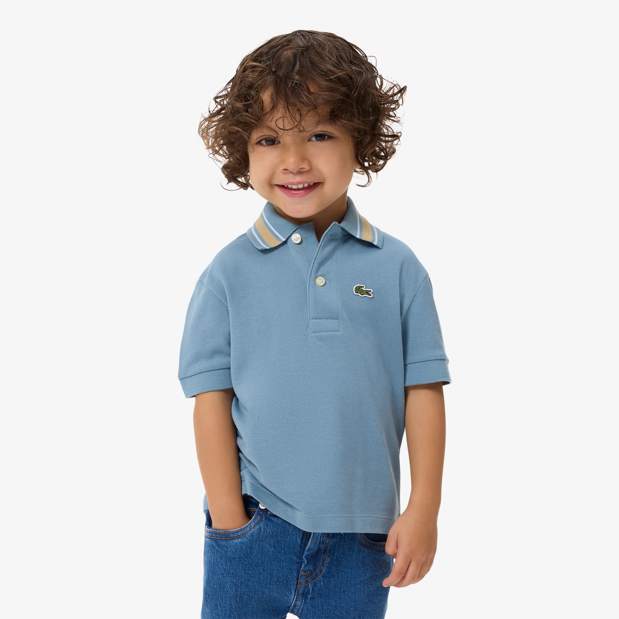Stripe Collar Petit Piqué Polo Shirt