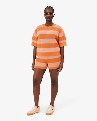 Shorts De Punto De Malla A Rayas