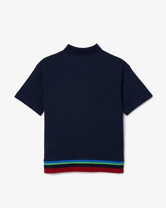 Kids' Contrast Stripe Petit Piqu&eacute; Polo