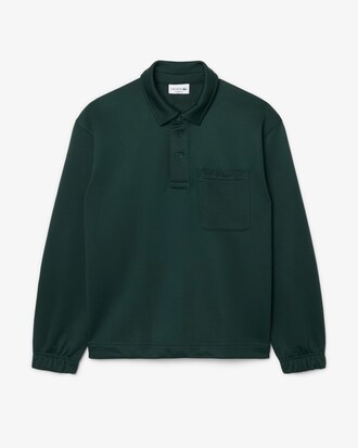 Sudadera de Felpa con Cuello Polo y Bordados