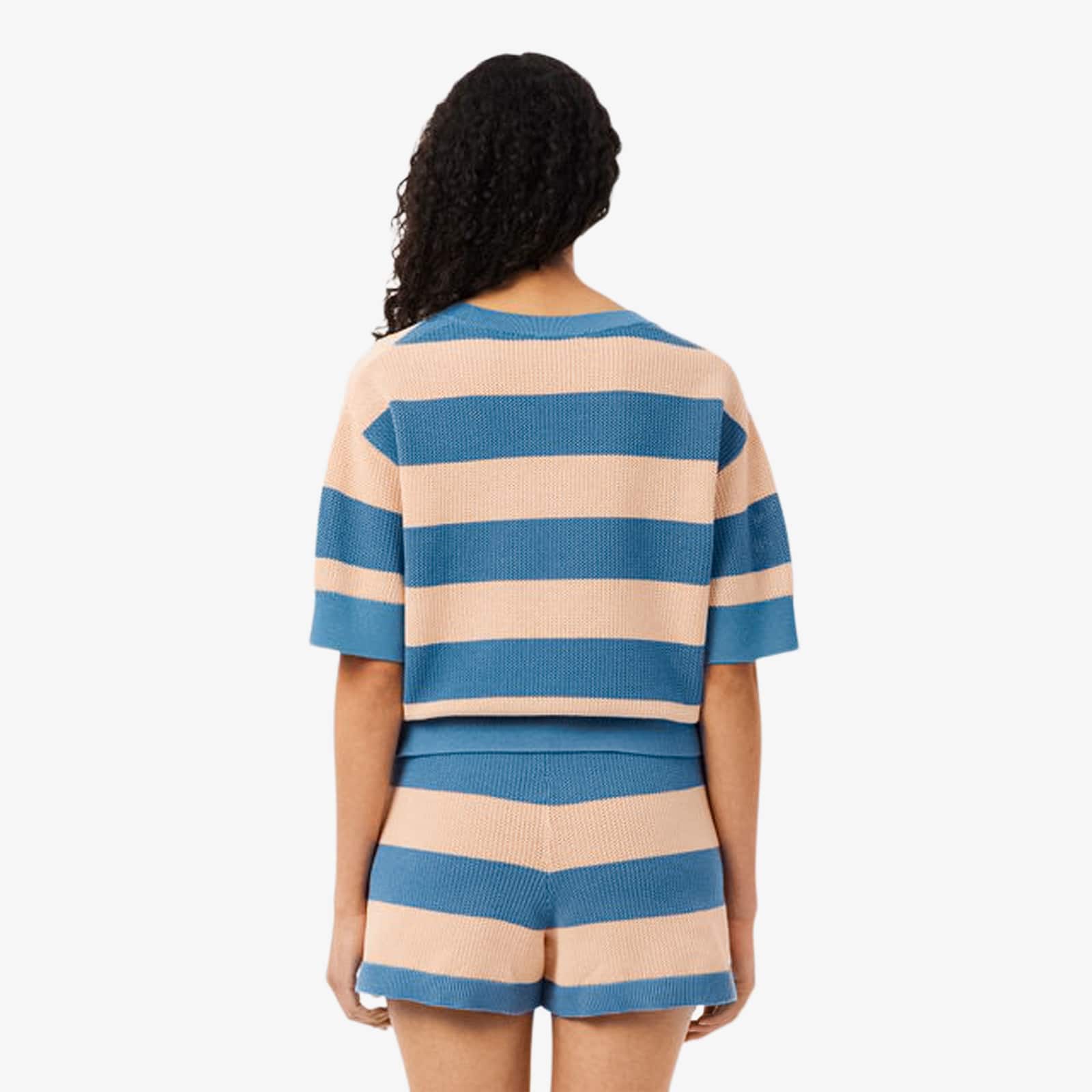 Striped Mesh Knit T-Shirt