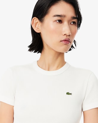 Women's Slim Fit Ribbed Cotton T-Shirt