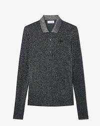 Slim Fit Long Sleeved Glitter Jersey Polo Shirt