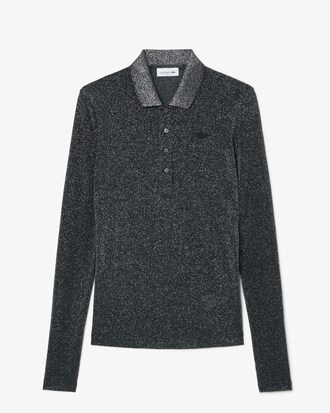 Polo manches longues jersey brillant slim fit