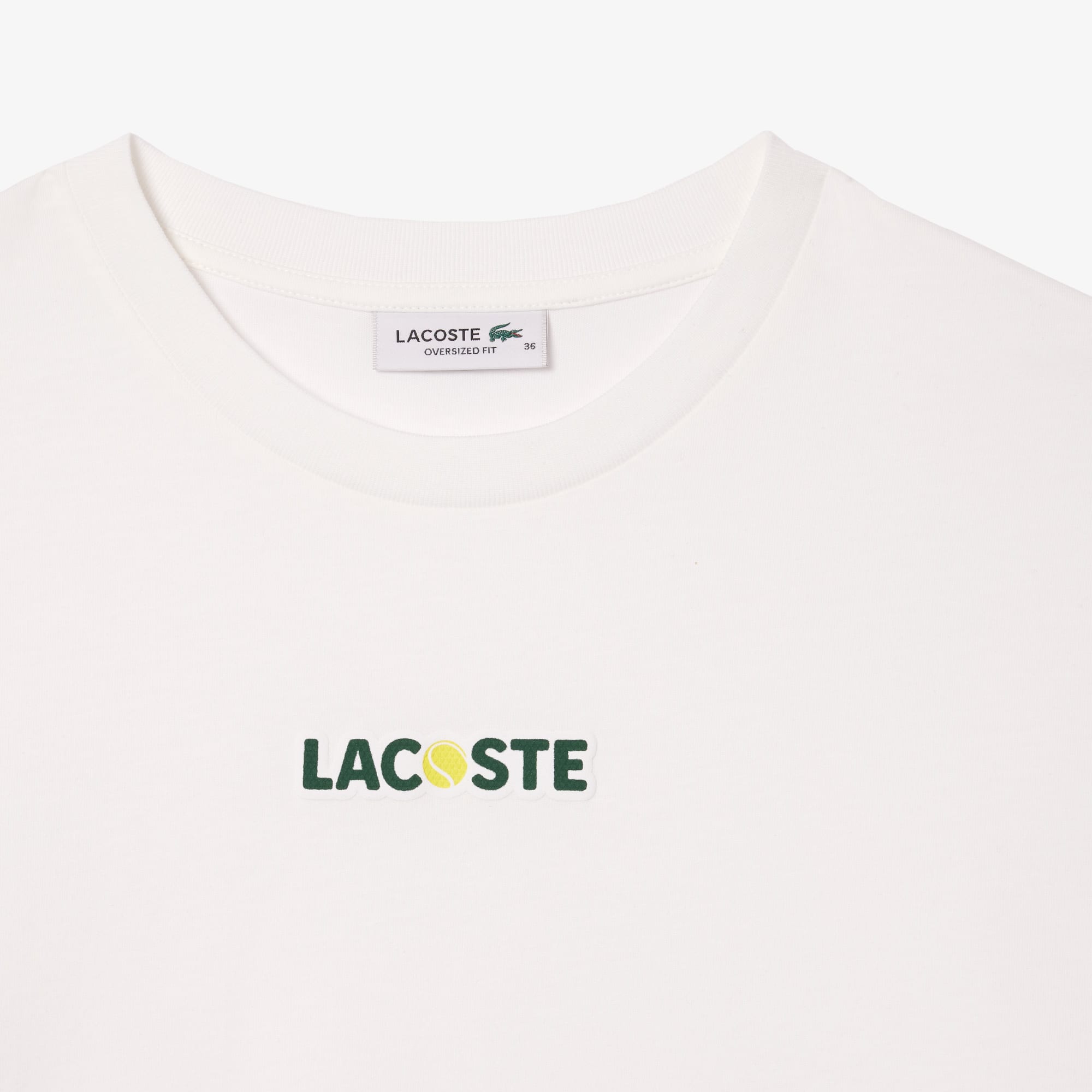 LACOSTE オーバーサイズフィット Tシャツ 36 ホワイト ラコステ LACOSTE 【オンライン限定】LACOSTE オーバーサイズ