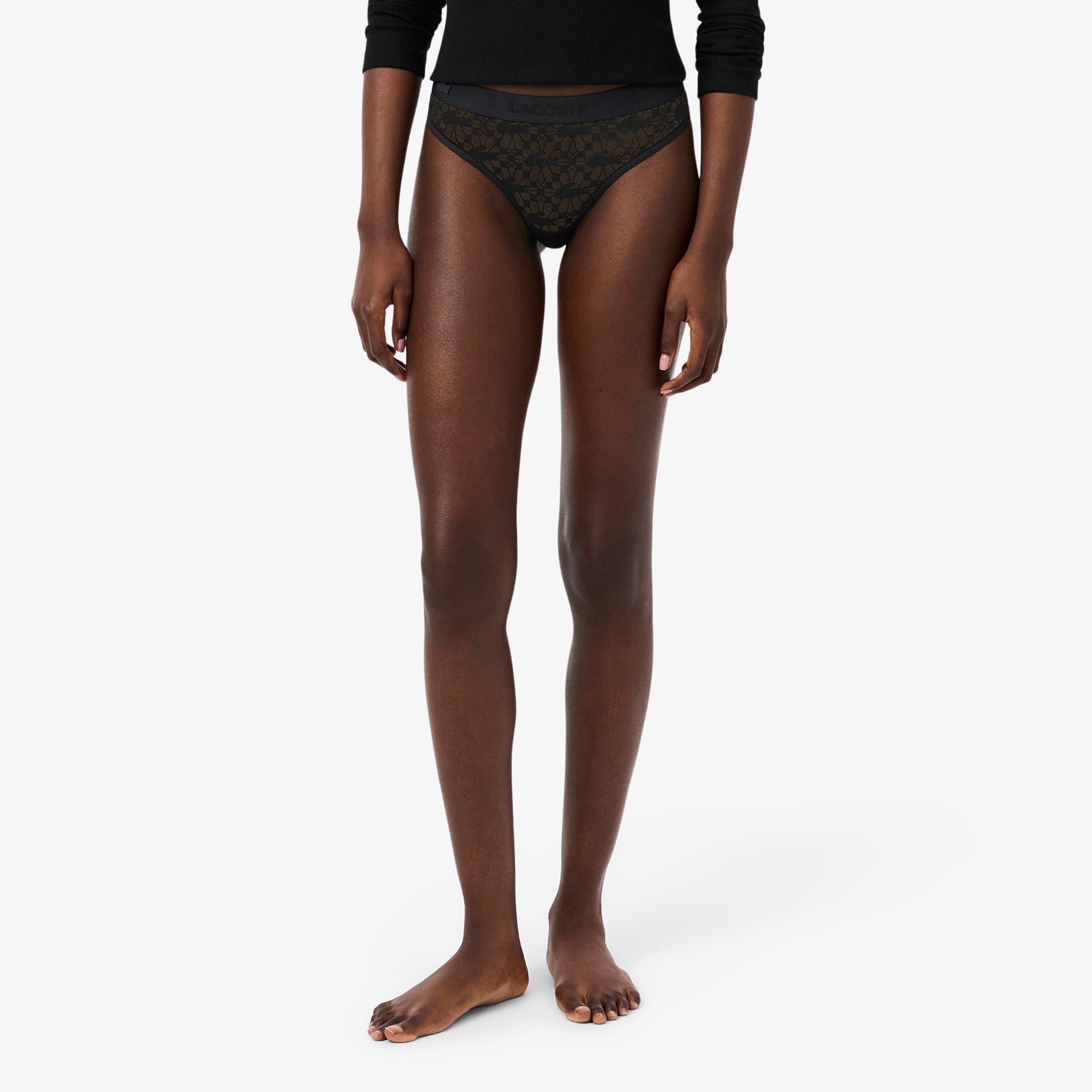 Logo Waist Lacy String Briefs