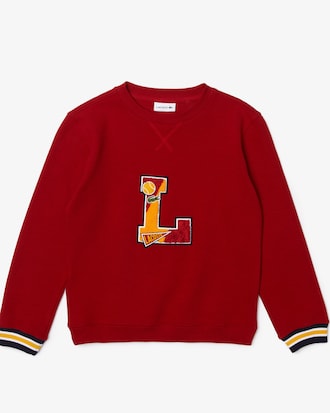 Kids' Crew Neck L Badge Cotton Sweater
