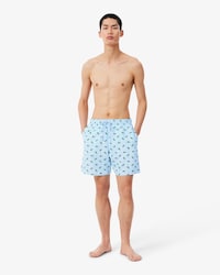 Mid Length Crocodile Print Swim Trunks