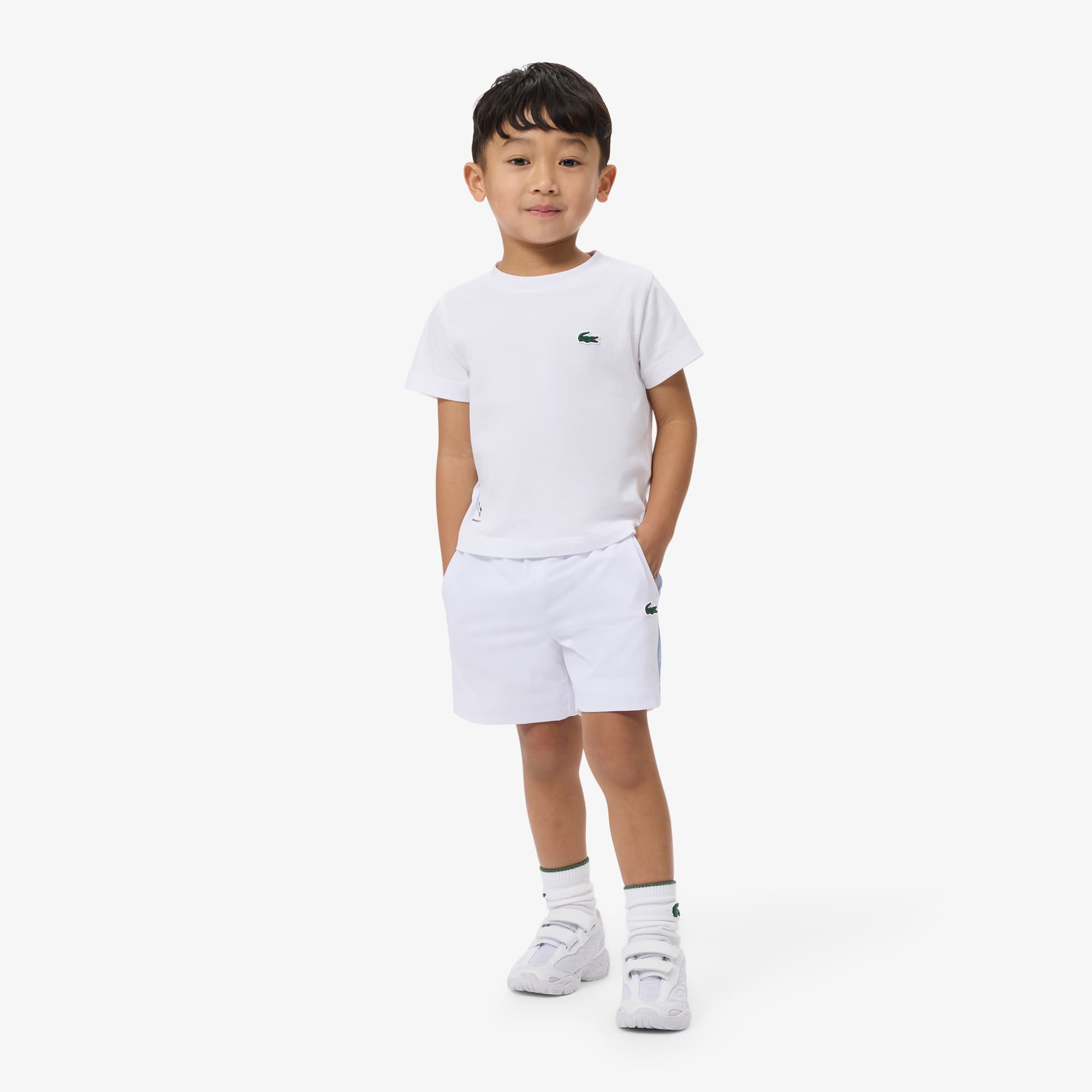 Lacoste Kids' Colorblock Diamond Taffeta Sport Shorts - 2 Years In White