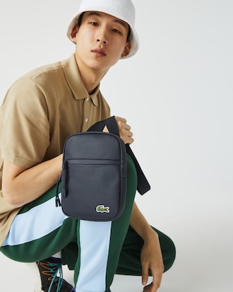 Petite sacoche plate LCST crois&eacute;e en toile enduite