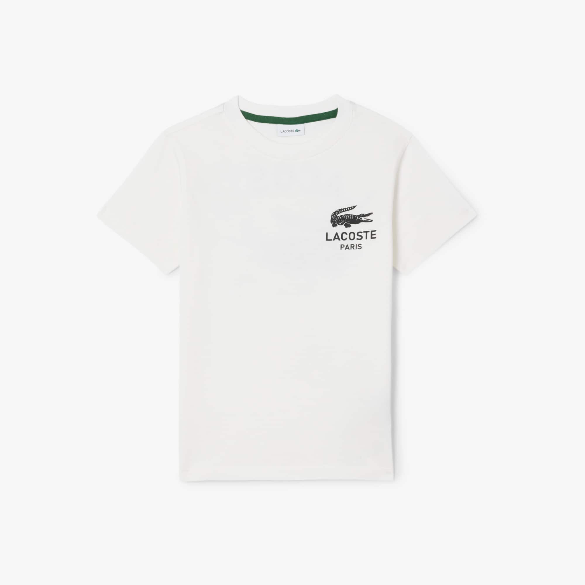 Lacoste Boys' Print Cotton T-shirt - 14 Years In White
