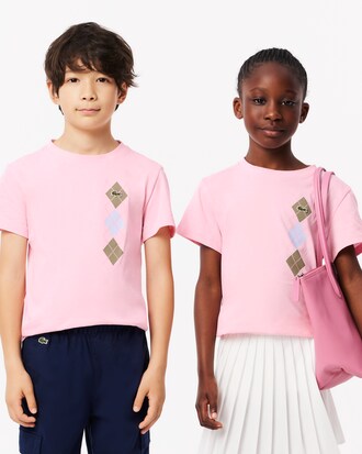 Kids' Argyle Print Cotton T-Shirt
