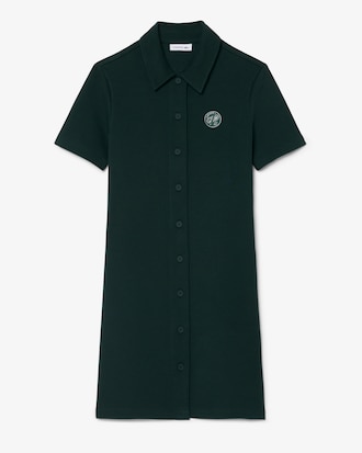 Tennis Badge Accent Polo Collar Piqu&eacute; Dress