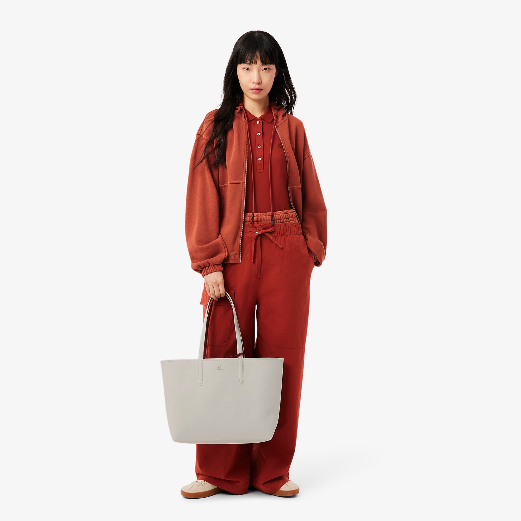 ★LACOSTE★ Women's Anna Season Large Shopper Bag NF4936A55G Women's Anna Reversible Tote with Pouch - All Women's Bags
