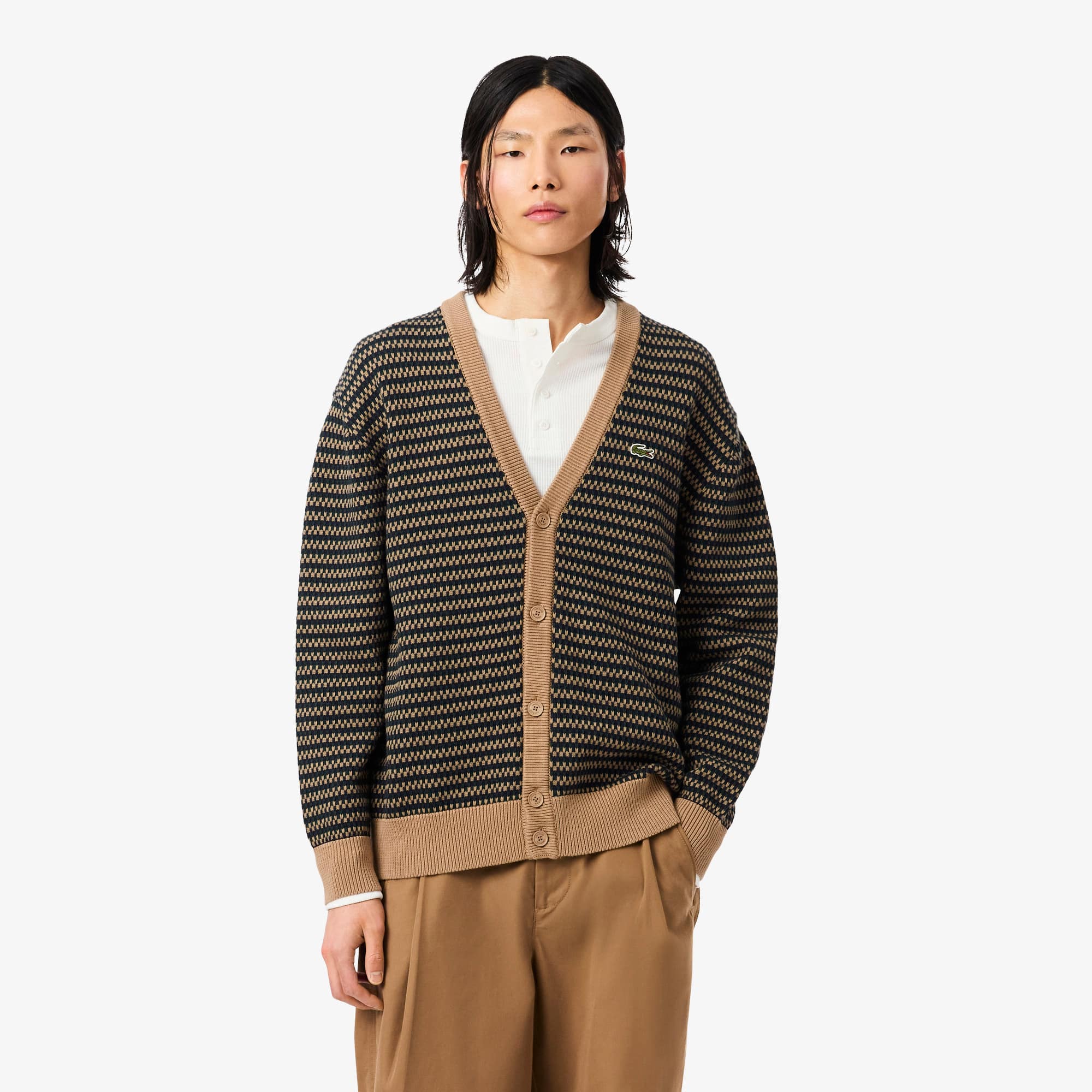 Relaxed Fit Striped Cotton Cardigan