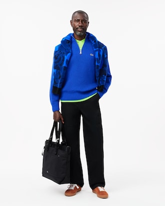 Men's Zip-Up High-Neck Wool Sweater