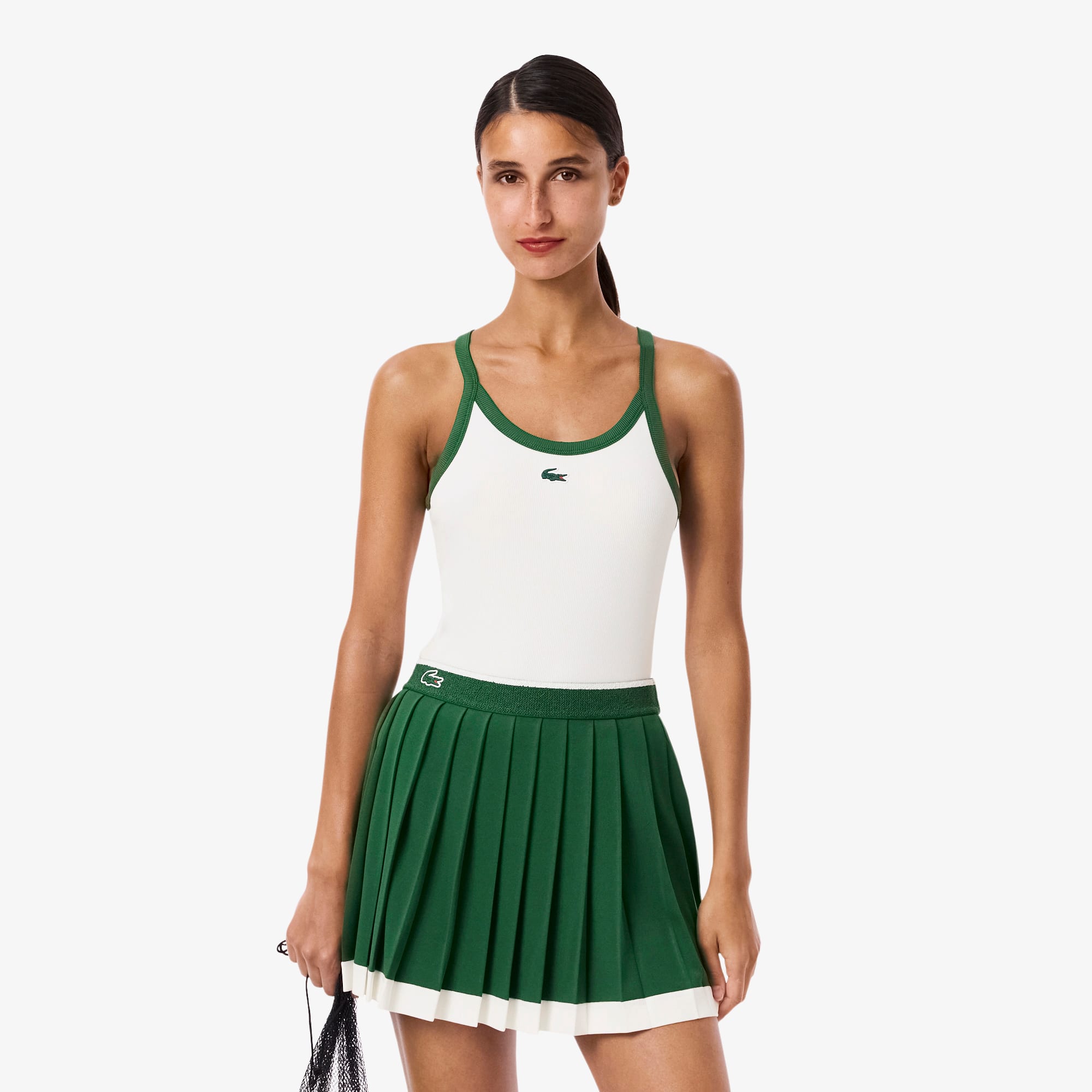 Lacoste Women's Sport Ultra Dry Ribbed Knit Tank Top - 34 In White