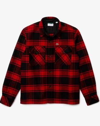 Men's Regular Fit Checkered Wool Blend Overshirt