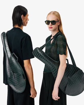 Runway Mock Croc Leather Racket Bag