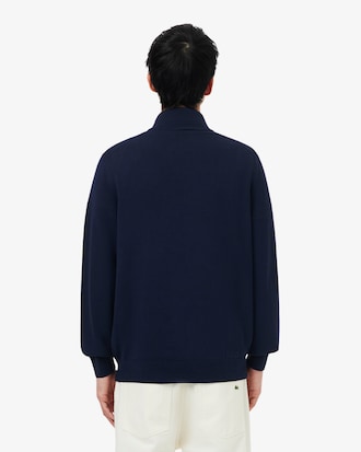 Zipped High Neck Cotton Sweater