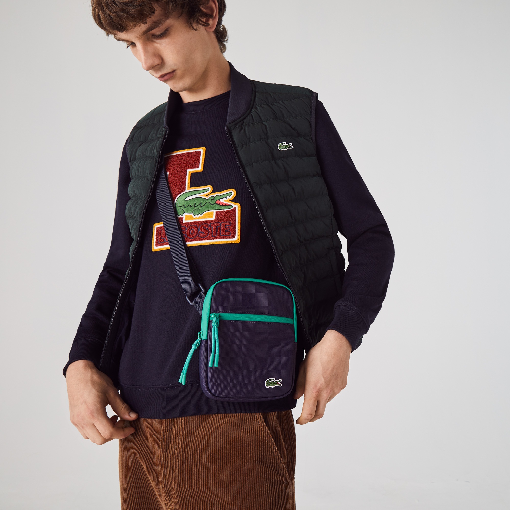 Men's LCST Coated Canvas Small Flat Crossbody Bag All Men's Bags