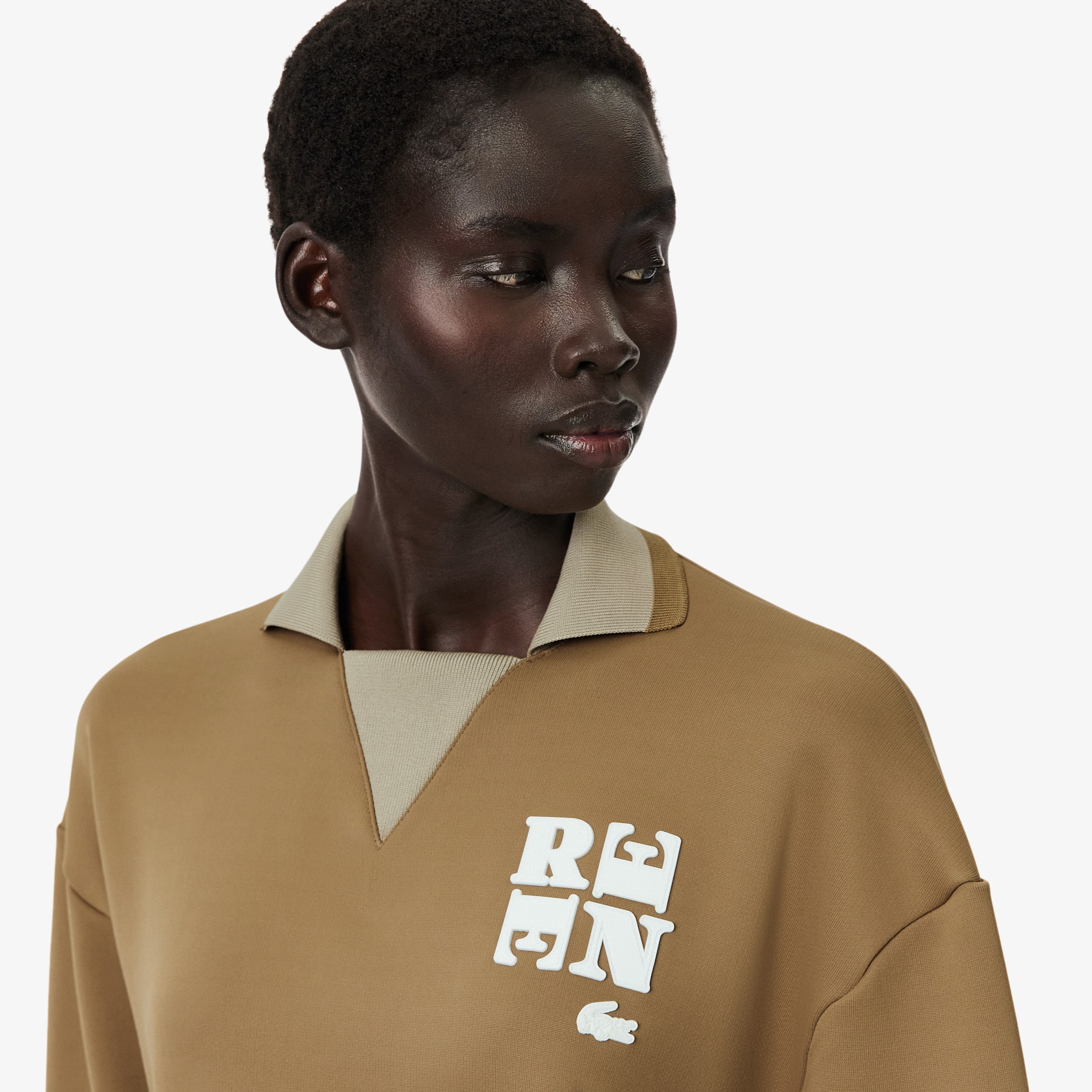 Runway Polo Shirt Collar Badge Accent Sweatshirt - Sweaters