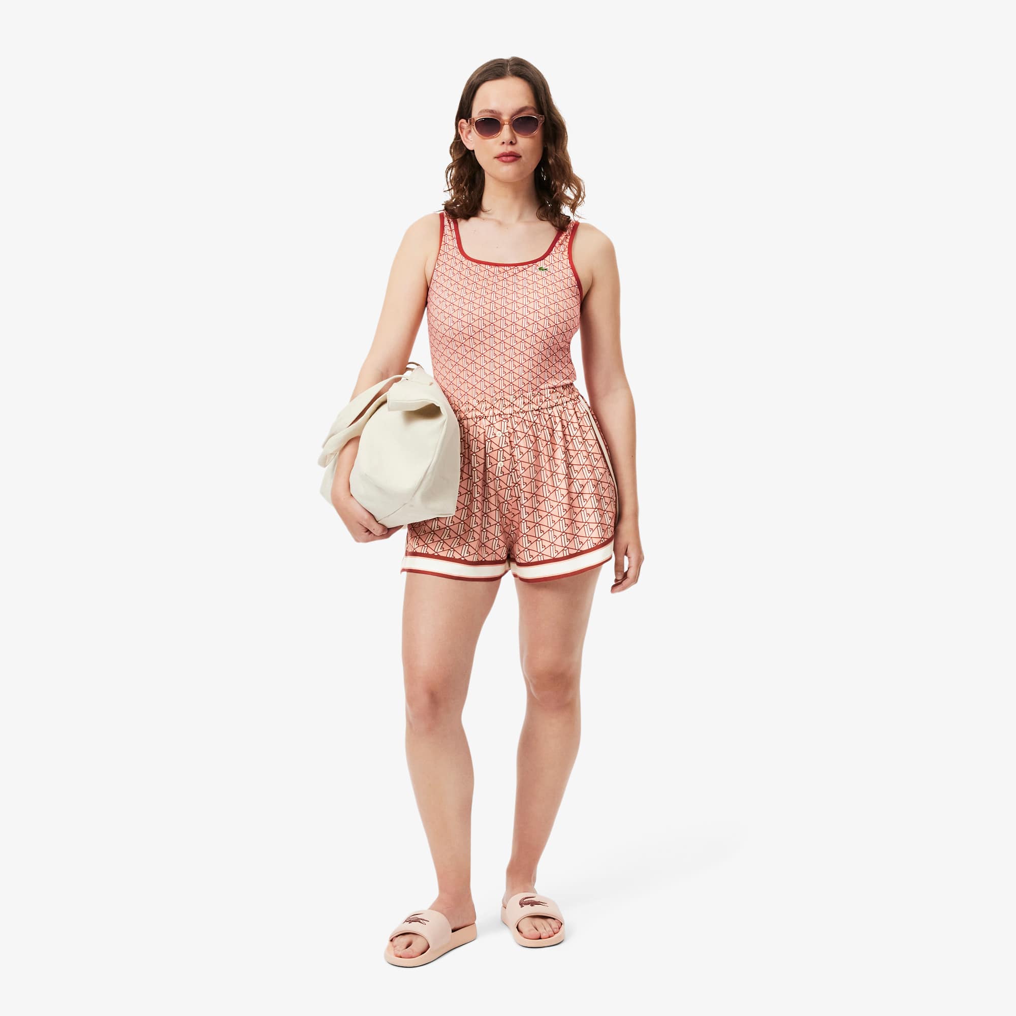 ワンピース LACOSTE Women Mid Skirts EF2655 GTI Brown Women's Slim Fit Monogram Polo Dress - Dresses - New In 2025