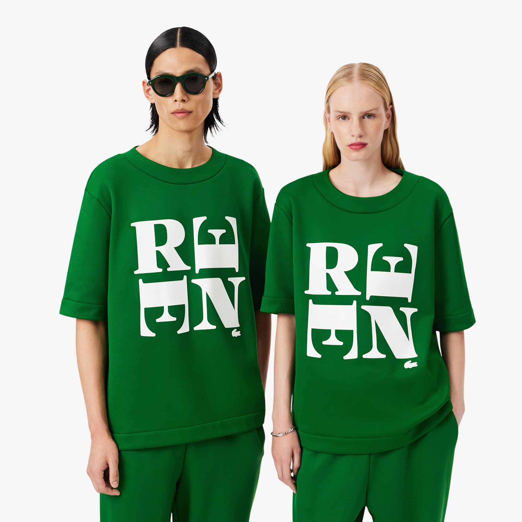Lacoste Runway Satin Graphic T-shirt In Green