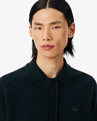 Runway Felted Wool Polo Collar Sweater