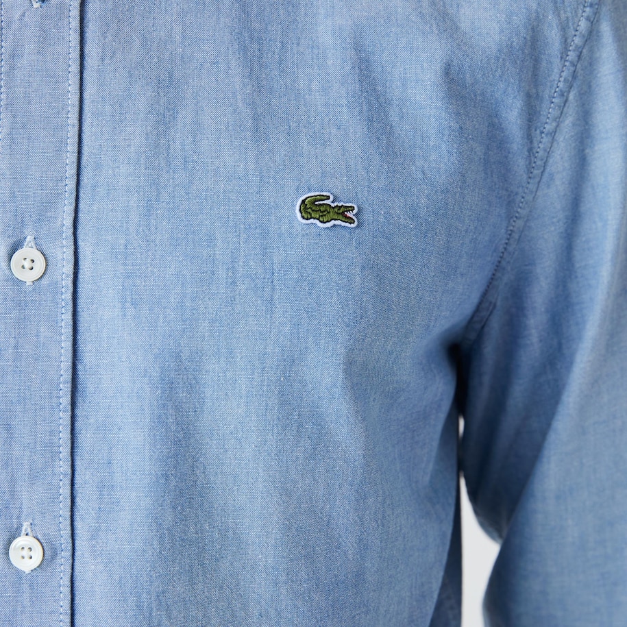 Men's Slim Fit Cotton Chambray Shirt Men's Button Down Shirts New