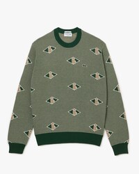 Unisex Lacoste Classic Fit Monogram Pattern Sweater