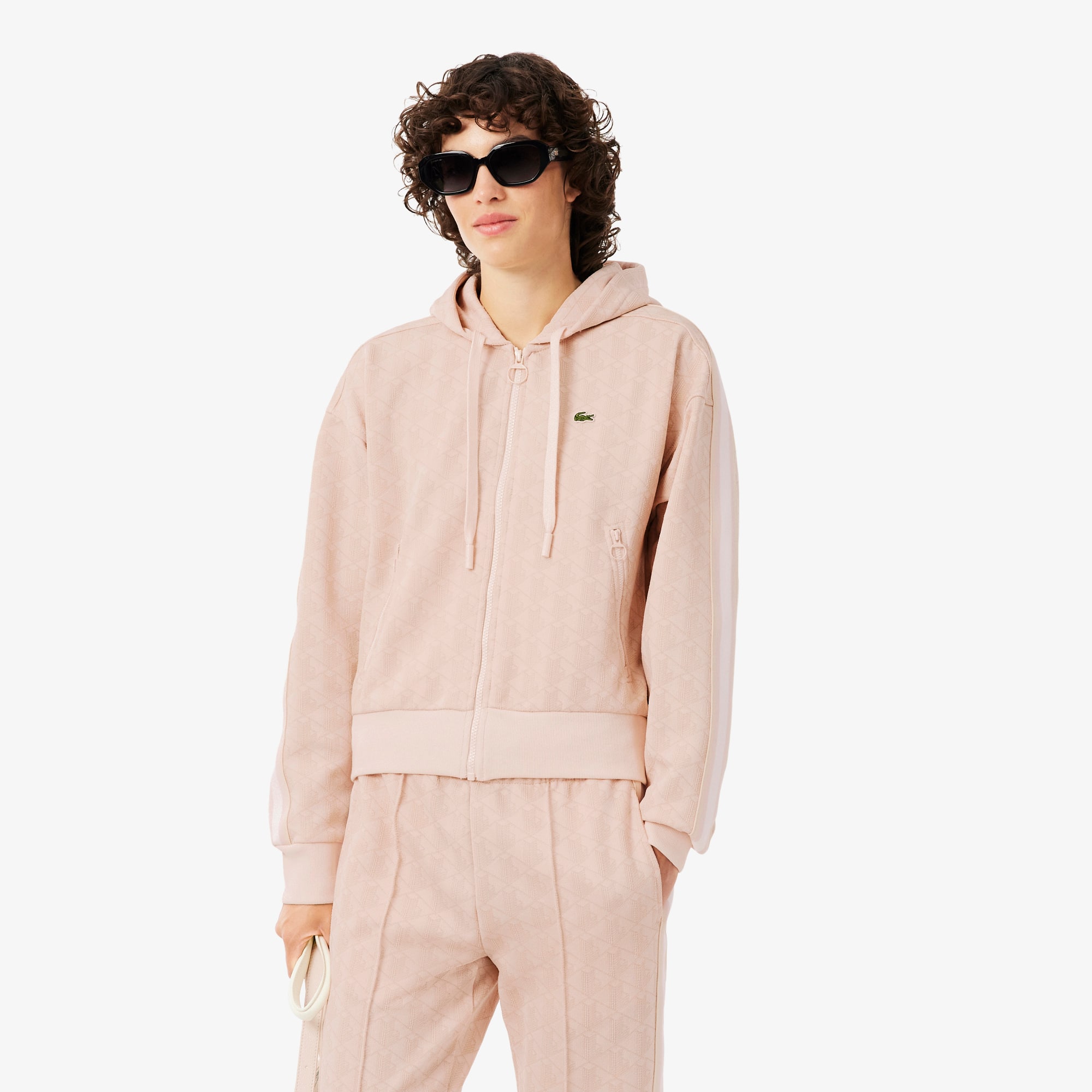 Lacoste Women's Monogram Hoodie - L (40) In Pink