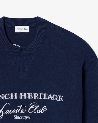 Wool Blend Crew Neck Tennis Heritage Sweater