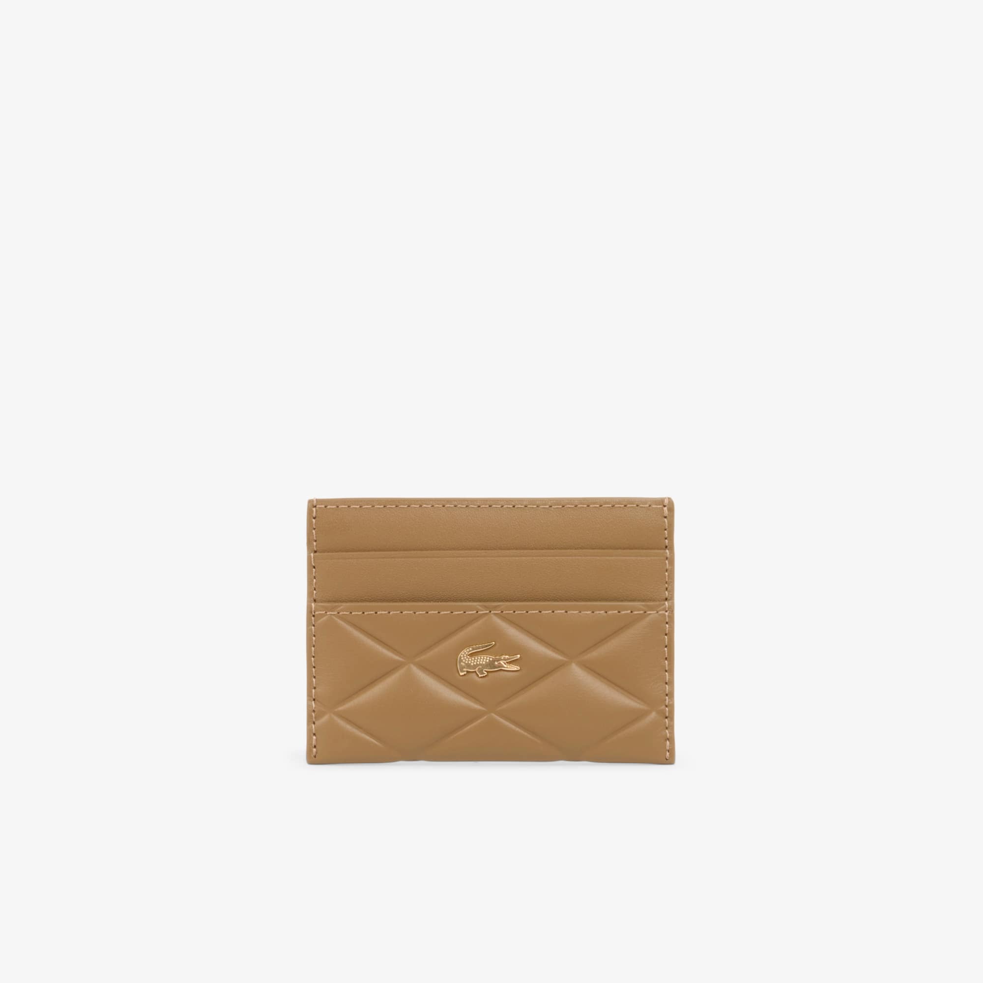 Lacoste Crocodelle Leather Cardholder - One Size In Beige
