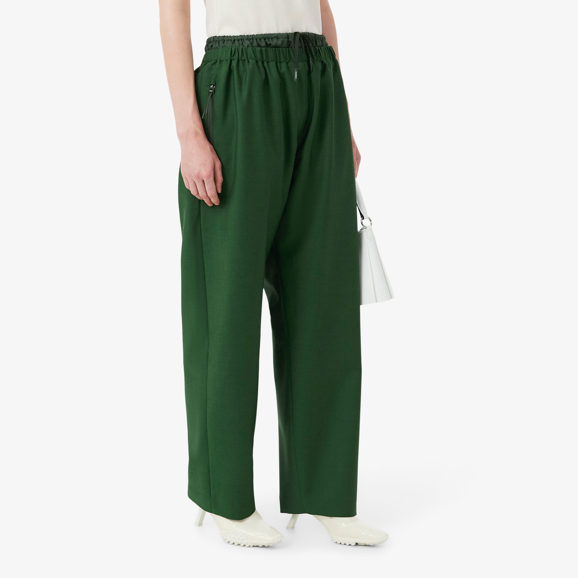 Runway Mixed Fabric Wool Pants