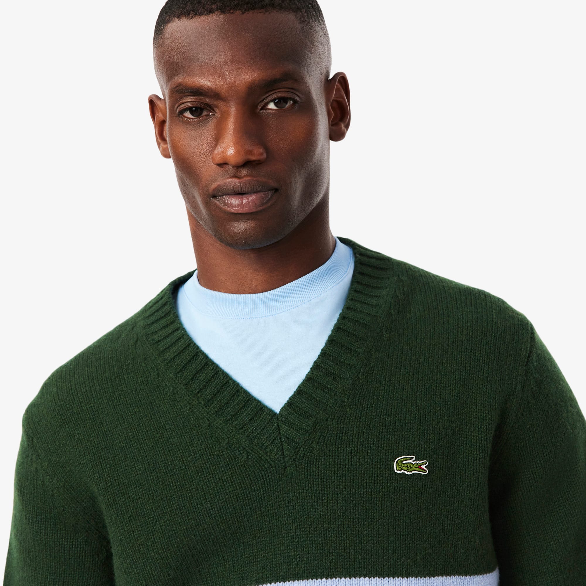 Men's Striped Wool V-Neck Sweater - Sweaters & Sweatshirts - New