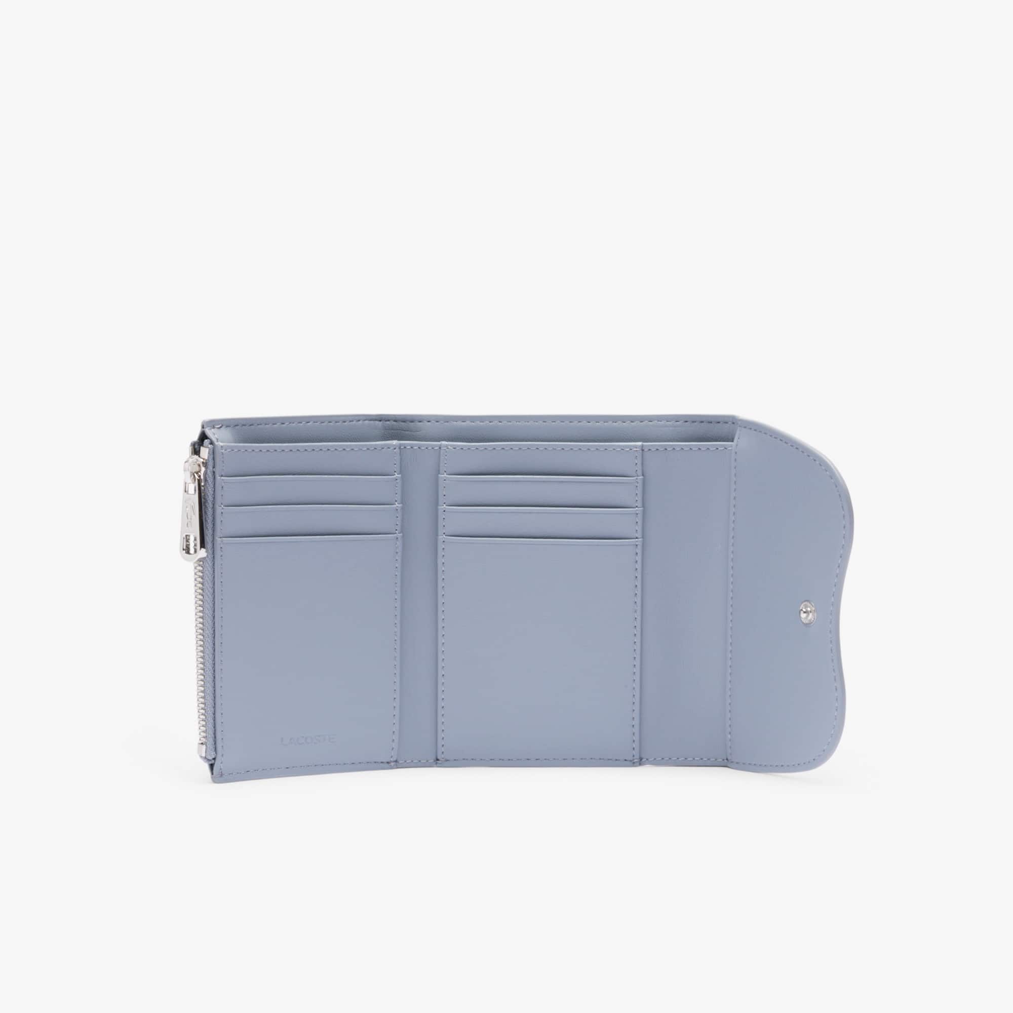 ★LACOSTE★ Women's Laura Compact Wallet Sky Blue NF4701F55G Women's Lora Zipped Leather Billfold - Wallets & Small