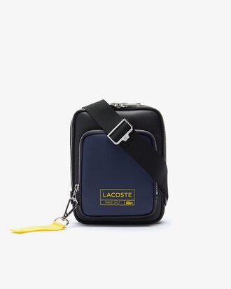 Lettering & Pockets Smooth Leather Zip Bag