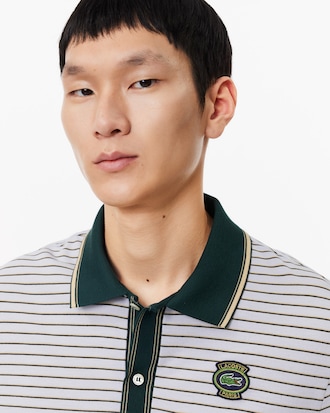 Men's Regular Fit Striped Mini Piqué Polo