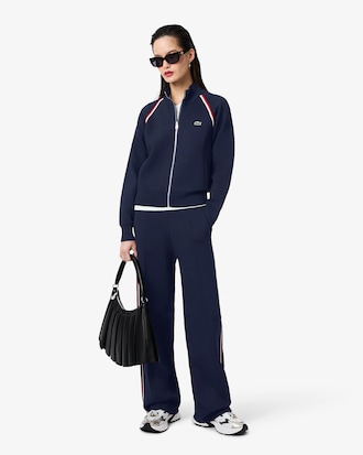 Women's High-Neck Zip Front Double Face Sweater