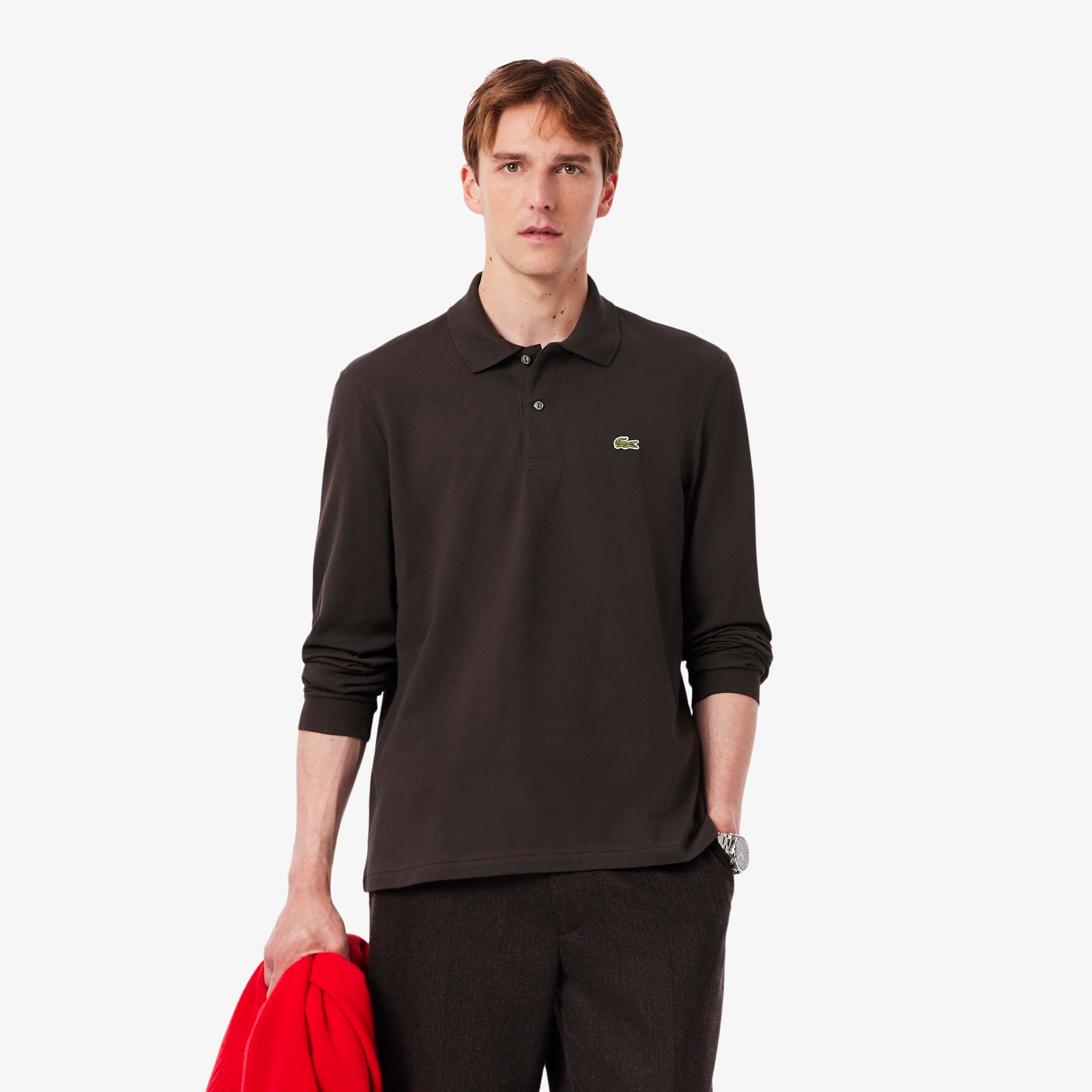 Lacoste Men's Classic Fit Long Sleeve L.12.12 Polo - S - 3 In Brown