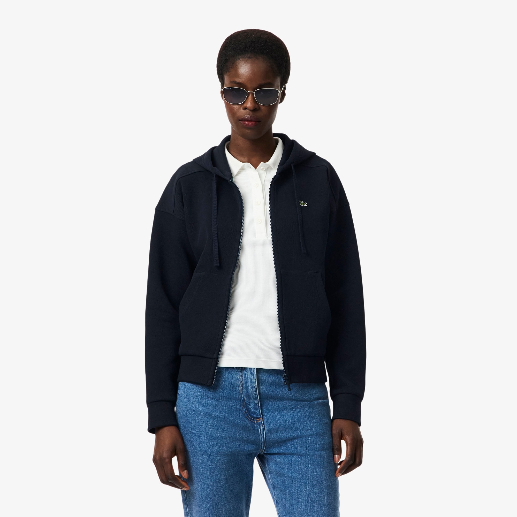 Women's Zip-Up Piqué Hoodie - Sweaters & Sweatshirts - New In 2026