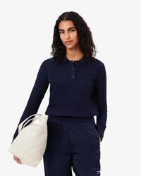 Women's Regular Fit Ribbed Knit Polo